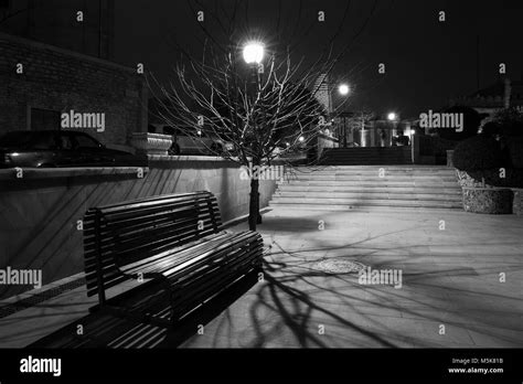 Night street in the old town of Baku city, capital of Azerbaijan ...