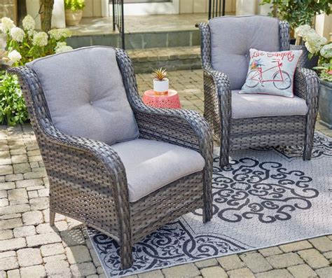 Real Living Oakmont Gray All-Weather Wicker Cushioned Chairs, 2-Pack | Big Lots Rattan, Outdoor ...