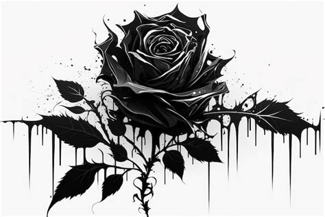 Premium AI Image | drawing of a black rose on a white background