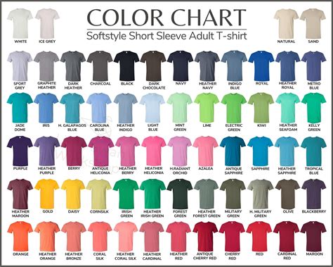 Gildan 6400 Color Chart