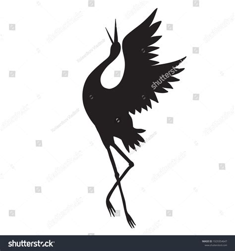 Silhouette Flying Crane On White Background Stock Vector (Royalty Free) 1929354647 | Shutterstock