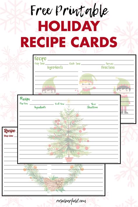 Free Printable Holiday Recipe Cards • Rose Clearfield