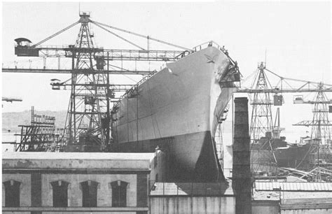 [800 x 518]The hull of Vittorio Veneto, at the C.D.R.A. yard in Trieste in July 1937, nearly ...