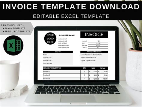 INVOICE TEMPLATE DOWNLOAD Excel Template Excel Invoice - Etsy