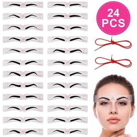 24pcs Eyebrow Stencils, EEEkit Eyebrow Template with Strap, Reusable ...