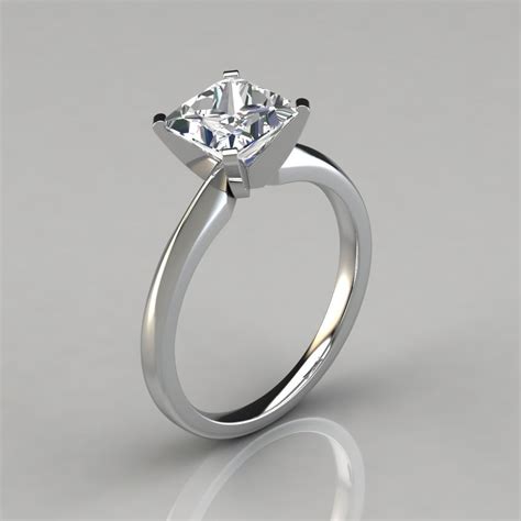 Classic Princess Cut Solitaire Moissanite Engagement Ring