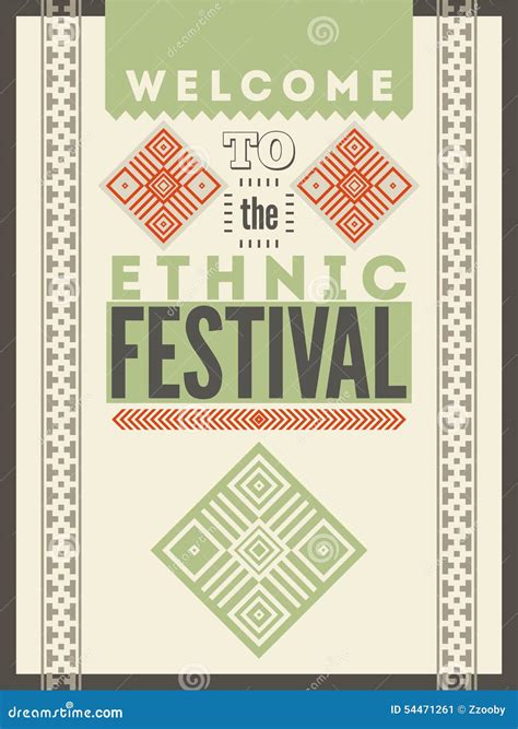 Ethnic Festival Poster. Typographical Design with Folk Pattern Ornament. Vector Illustration ...