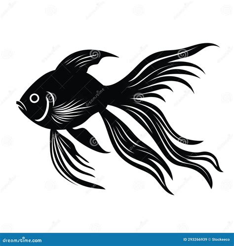 Black and White Fish Silhouette on Clean White Background Stock Illustration - Illustration of ...