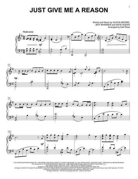 Just Give Me A Reason | Sheet Music Direct