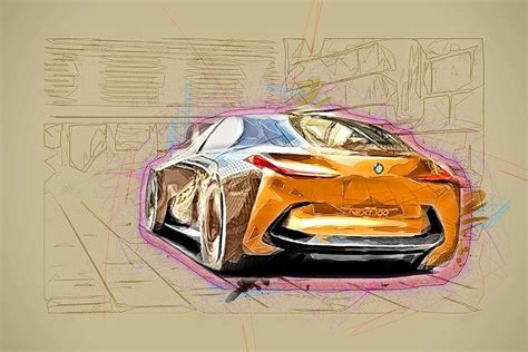 Vision Next 100 Rear Exterior Luxury Concepts Gold Bmw Mixed Media by Ola Kunde - Pixels