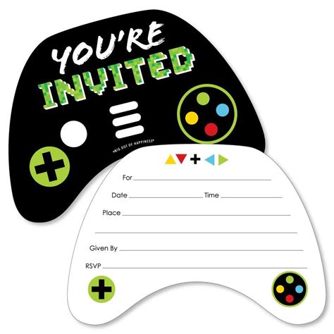 Game Zone Shaped Fill In Invitations Pixel (met afbeeldingen) | Feestjes