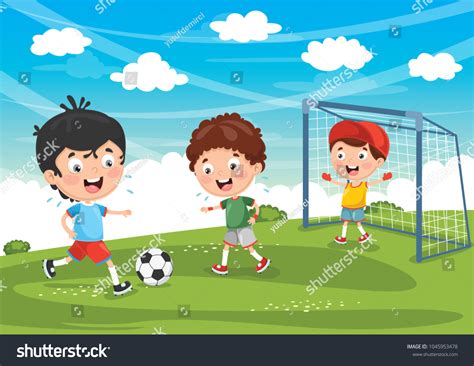 Vector Illustration Kids Playing Football Stock Vector (Royalty Free) 1045953478 | Shutterstock