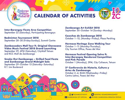 Zamboanga Hermosa Festival 2018 Calendar of Activities - csz97 Blog Folio