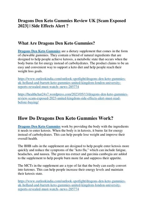 PPT - Dragons Den Keto Gummies Review UK [Scam Exposed 2023] | Side ...