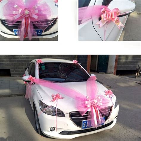 Cars Wedding Ribbons Organza Flower Ball Decoration Kit Bows Garland Wrap Car Decor | Wish ...