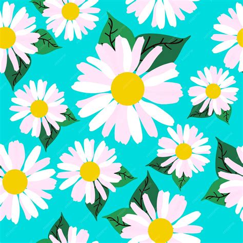 Premium Vector | Daisy flower seamless vector pattern