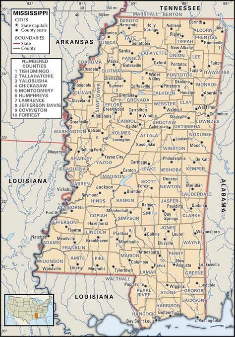 State and County Maps of Mississippi