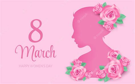 Premium Vector | 8 march greeting banner with pink realistic roses ...