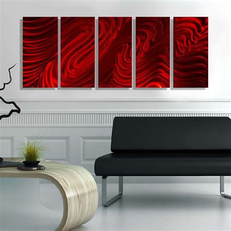 Red Abstract Painting Metal Wall Art Multi Panel Wall Art | Etsy