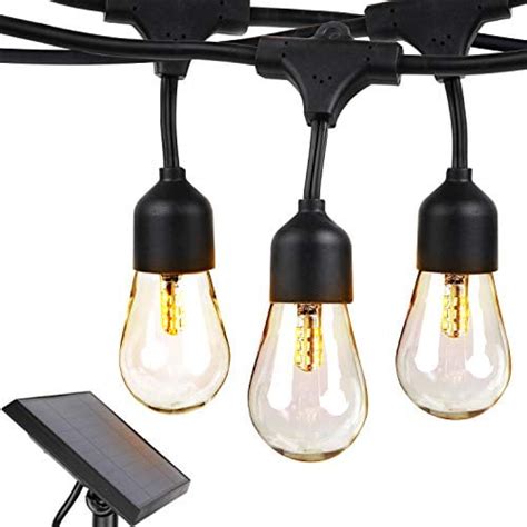 Brightech Ambience Pro - Waterproof, Solar Powered Outdoor String Lights - 48 Ft Hanging Edison ...