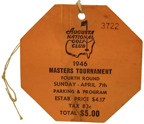 Lot Detail - 1946 Masters Tournament Sunday Ticket