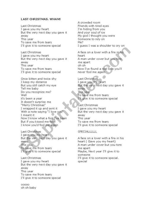 Last Christmas Lyrics