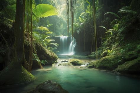 waterfall in a tropical jungle 24356634 Stock Photo at Vecteezy