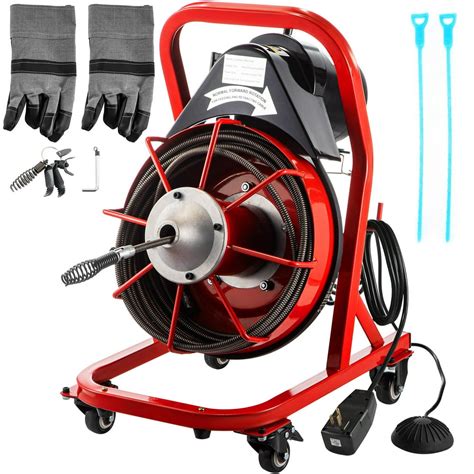 VEVOR Drain Cleaner Machine 50FT x 3/8In. Electric Drain Auger 370W ...