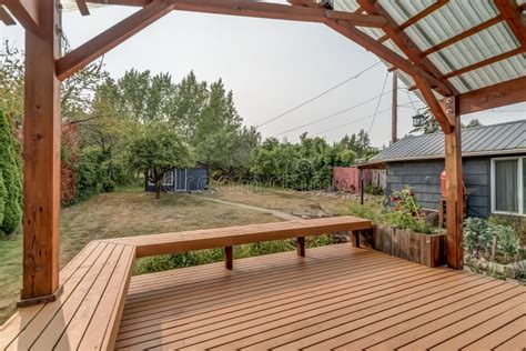 Backyard Residential View from Pergola Garden Stock Photo - Image of pergola, backyard: 251470130