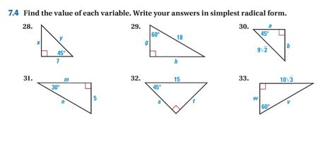 Geometry: 7.4 Special Right Triangles