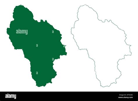 Kullu district (Himachal Pradesh State, Republic of India) map vector illustration, scribble ...