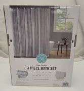 Martha Stewart 3pc Geo Stripe Shower Curtain, Liner & Hooks - Lexington Online Auction