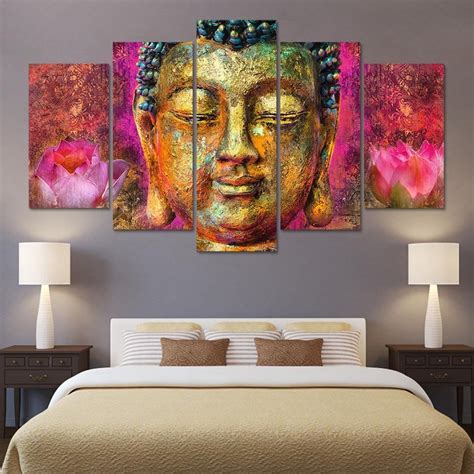 This Buddha Canvas art set is backed by lovely pink flowers, making it a bright and vibrant ...