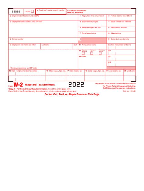 2022 Form IRS W-2 Fill Online, Printable, Fillable, Blank - pdfFiller