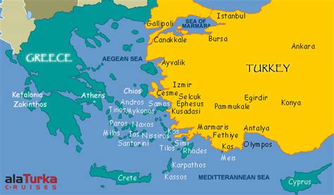 Map of Greece and Turkey