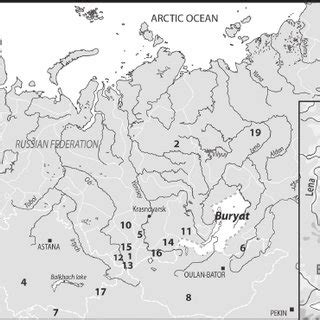 Map of Siberia showing the approximate locations of the populations... | Download Scientific Diagram