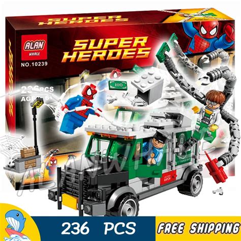 236pcs Super Heroes Spider Man Doc Ock Truck Heist Money Cash Carrier 10239 Model Building ...