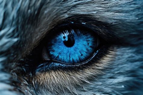 Premium AI Image | blue eye of a fox closeup tinted tinted close up of ...