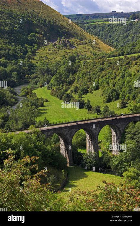 Monsal Viaduct from Monsal Head, Monsal Dale, Peak District National Park, Derbyshire, England ...