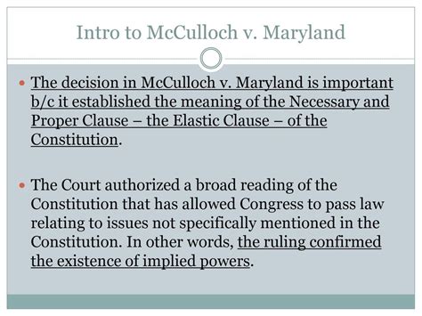 McCulloch v. Maryland Chapter ppt download