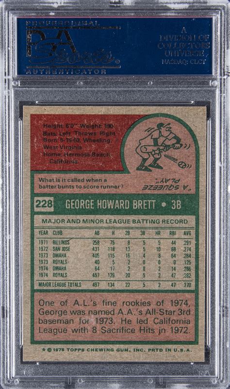 Lot Detail - 1975 Topps #228 George Brett Rookie Card - PSA EX-MT 6