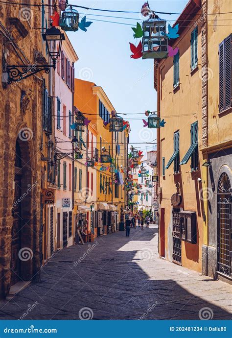 Alghero, Italy - July 21, 2019: Alghero Old Town, Alghero Street View on a Beautiful Day ...