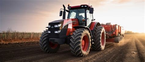 Premium AI Image | Tractor on the farm modern agriculture equipment in ...