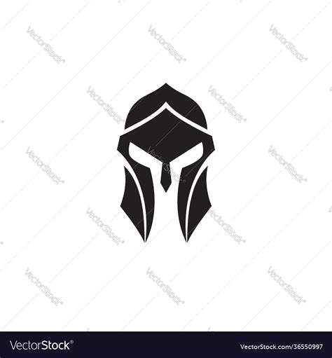 Spartan helmet black and white logo Royalty Free Vector