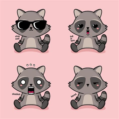 Premium Vector | Vector illustration of cute raccoon emoji