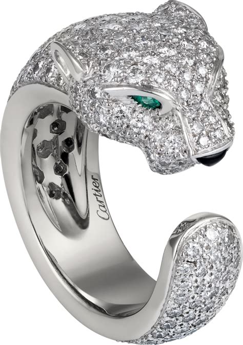 CRN4225200 - Panthère de Cartier ring - White gold, diamonds, emeralds, onyx in 2022 | White ...