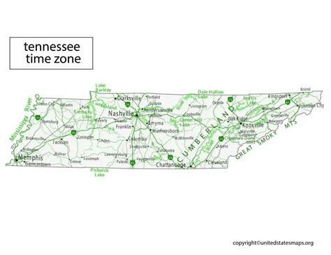 Tennessee Time Zone Map | Time Zone Map for Tennessee