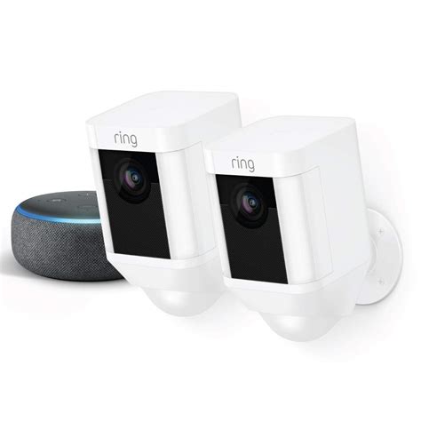 Amazon.com: Ring Spotlight Cam Battery 2-Pack (White) with Echo Dot (Charcoal): Amazon Devices