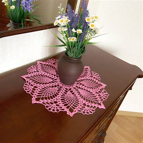 Crochet Pattern for Pineapple Doily Round Doily Row by Row - Etsy