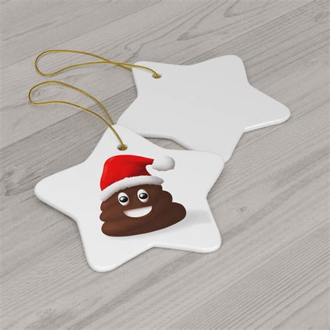 Christmas Poo Emoji Ceramic Ornament 4 Shapes - Etsy